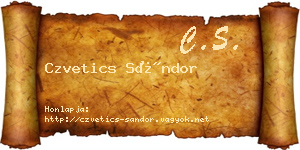 Czvetics Sándor névjegykártya